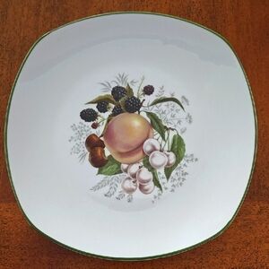 Hutschenreuther Elegant Fruit Design Plate w‎ Green Rim